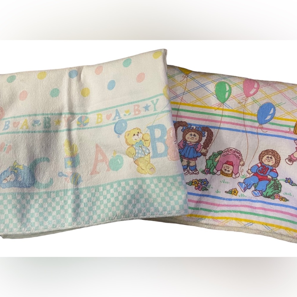 Set of 2 Vintage 80’s Receiving Blankets